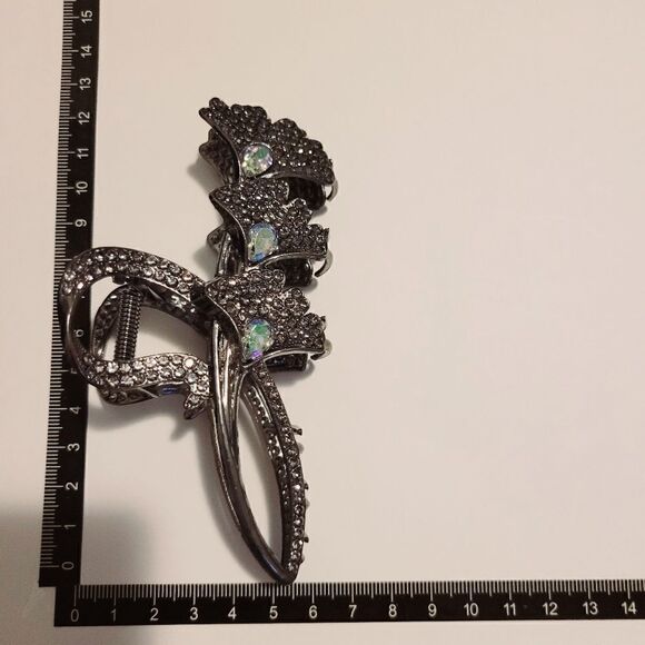 Brand New Dark Grey Rhinestone Top Fashion Hair Clip - Picture 9 of 9